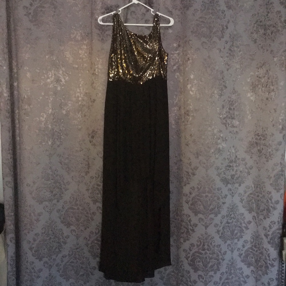 Holiday high low sequence dress